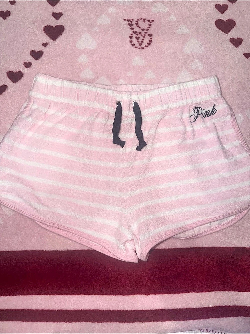 Victoria's Secret PINK Terry Shorts Pink & White